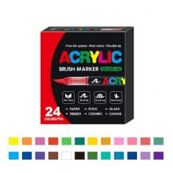 GUANGNA – ENSEMBLE DE 24 MARQUEURS ACRYLIQUES À POINTE PINCEAU